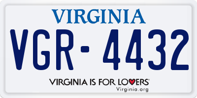 VA license plate VGR4432