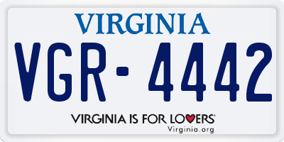 VA license plate VGR4442