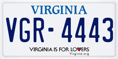 VA license plate VGR4443