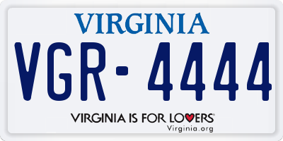 VA license plate VGR4444