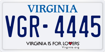 VA license plate VGR4445