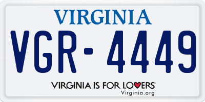VA license plate VGR4449