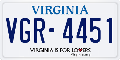VA license plate VGR4451