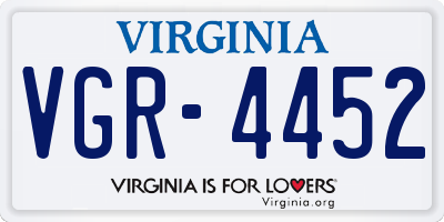 VA license plate VGR4452