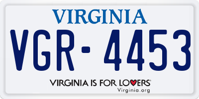 VA license plate VGR4453