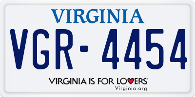 VA license plate VGR4454