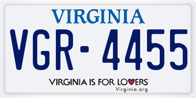 VA license plate VGR4455