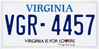 VA license plate VGR4457