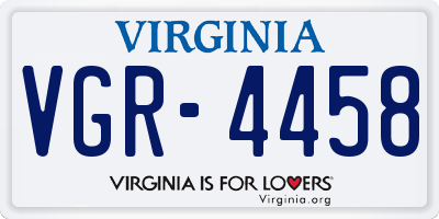 VA license plate VGR4458