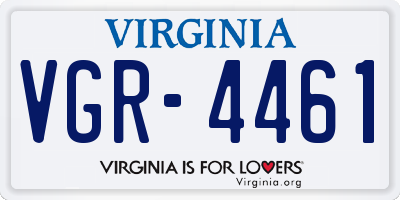 VA license plate VGR4461