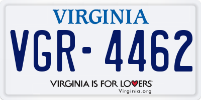 VA license plate VGR4462