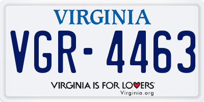 VA license plate VGR4463