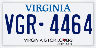 VA license plate VGR4464