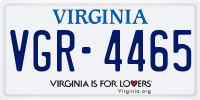 VA license plate VGR4465