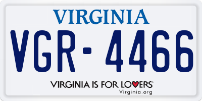 VA license plate VGR4466