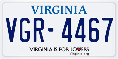 VA license plate VGR4467