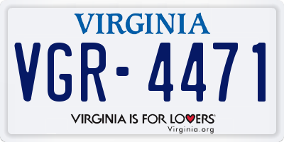 VA license plate VGR4471
