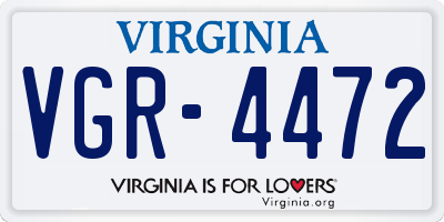 VA license plate VGR4472