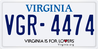 VA license plate VGR4474