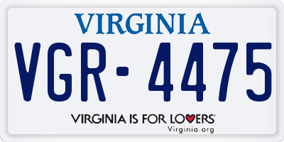 VA license plate VGR4475