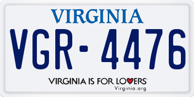 VA license plate VGR4476