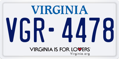 VA license plate VGR4478