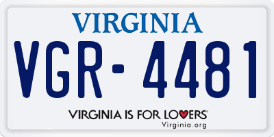 VA license plate VGR4481