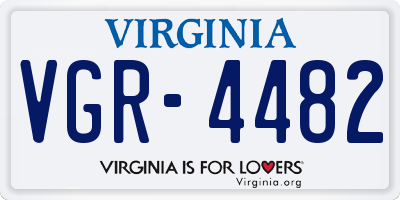VA license plate VGR4482