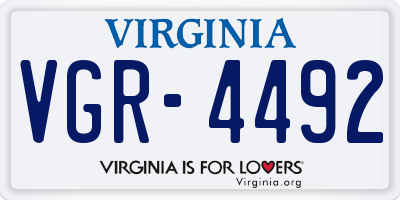 VA license plate VGR4492