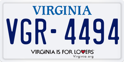 VA license plate VGR4494