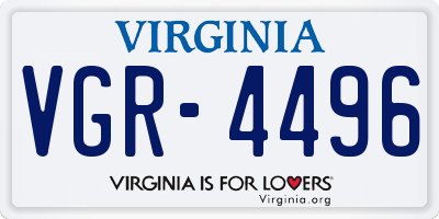 VA license plate VGR4496