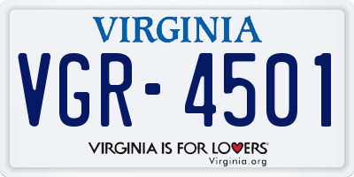 VA license plate VGR4501