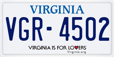 VA license plate VGR4502