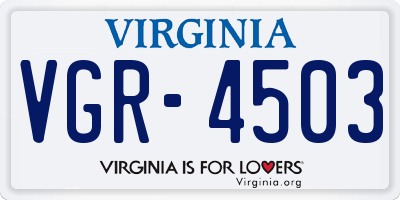 VA license plate VGR4503