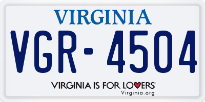 VA license plate VGR4504
