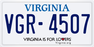 VA license plate VGR4507