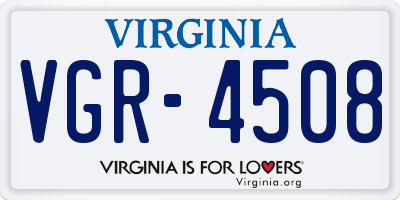 VA license plate VGR4508