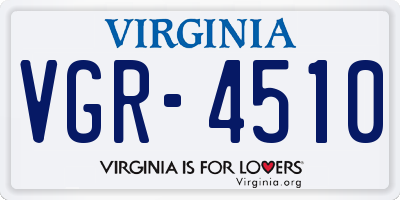 VA license plate VGR4510