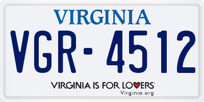 VA license plate VGR4512