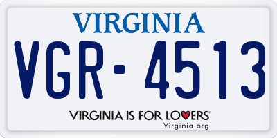 VA license plate VGR4513