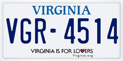 VA license plate VGR4514