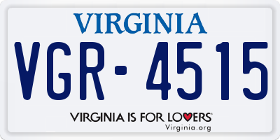 VA license plate VGR4515