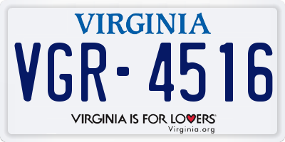 VA license plate VGR4516