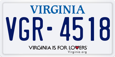 VA license plate VGR4518
