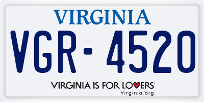 VA license plate VGR4520