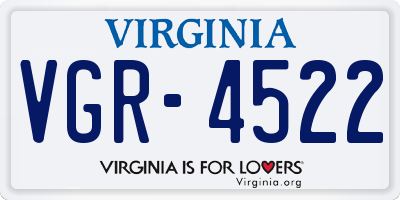 VA license plate VGR4522
