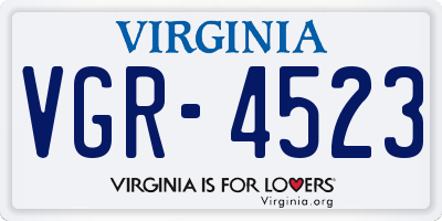 VA license plate VGR4523