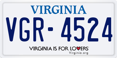 VA license plate VGR4524