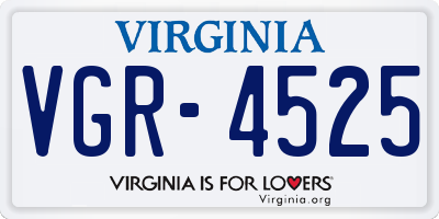 VA license plate VGR4525