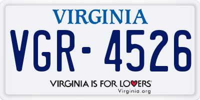 VA license plate VGR4526